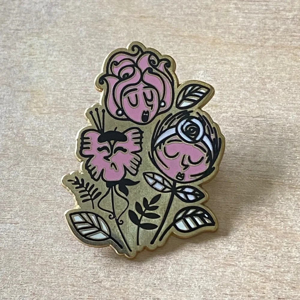 Disney Dapper Day Singing Wonderland Flowers Enamel Pin Gold Tone Pink